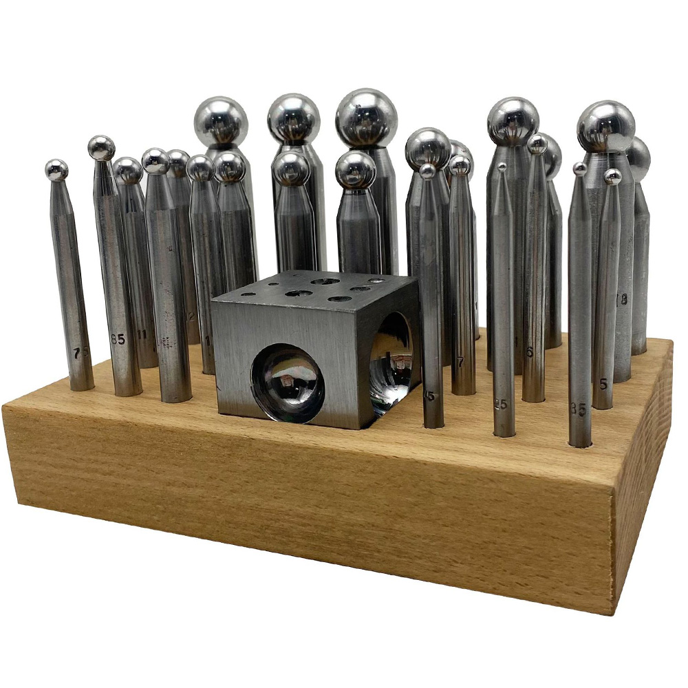 25PCS High Quality Steel Dappi - Dapping Block And Punch Set Jewelry Doming 评论和价格