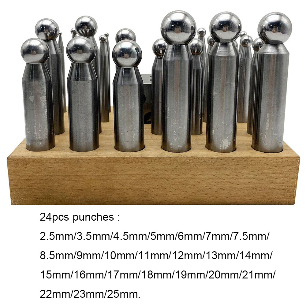 25PCS High Quality Steel Dappi - Dapping Block And Punch Set Jewelry Doming 评论和价格
