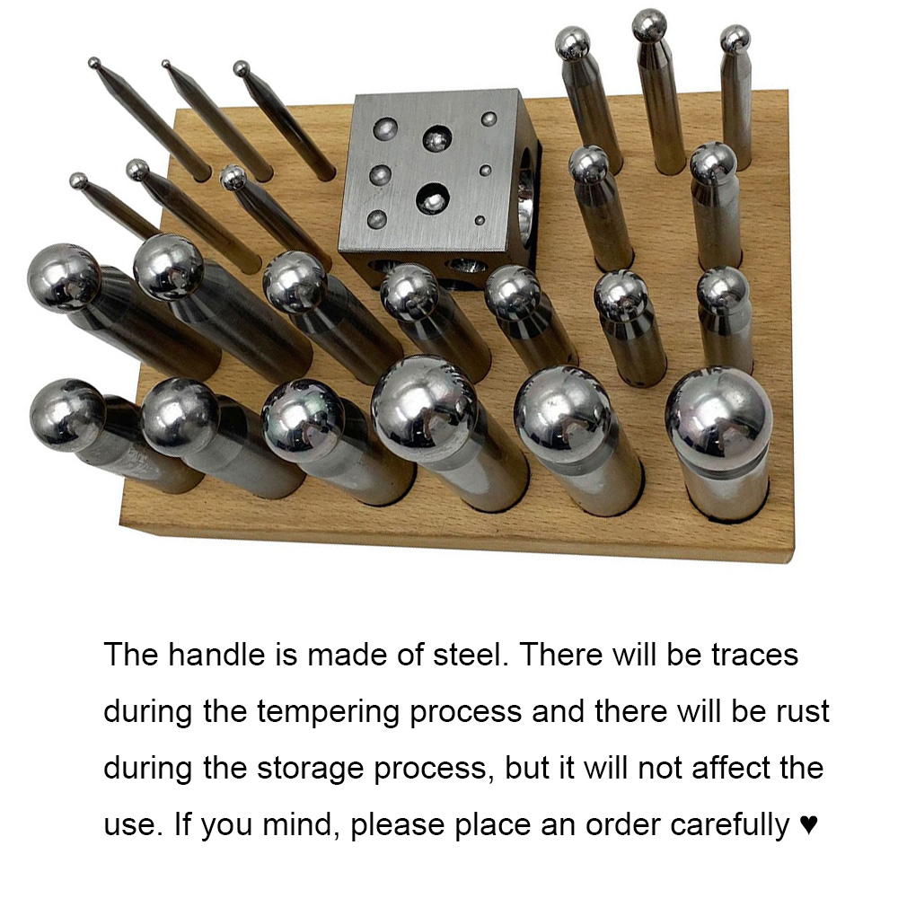 25PCS High Quality Steel Dappi - Dapping Block And Punch Set Jewelry Doming 评论和价格