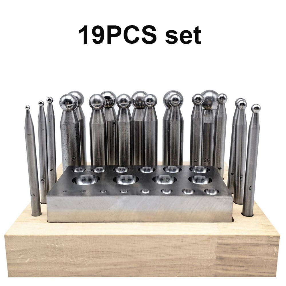 19PCS High Quality Steel Dappi - Dapping Block And Punch Set Jewelry Doming 评论和价格