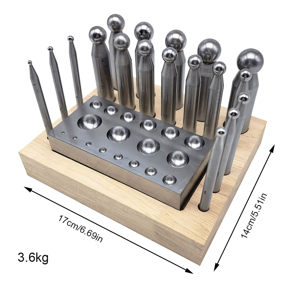 19PCS High Quality Steel Dappi - Dapping Block And Punch Set Jewelry Doming 评论和价格